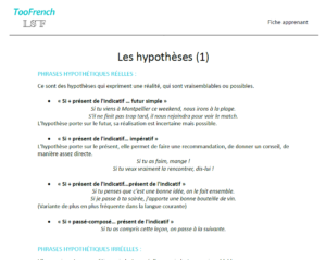 Les hypothèses avec si